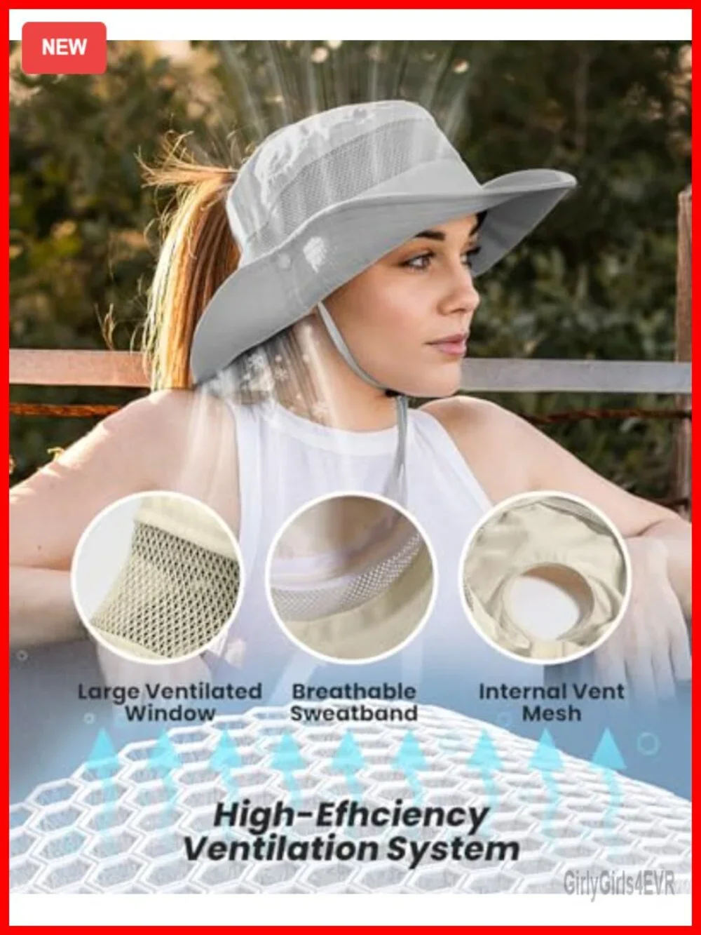 UPF 50+ Waterproof Sun Bucket Hat with Ponytail Hole